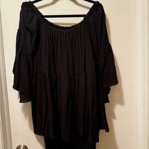 Gauze top and jersey stretch bottom dress